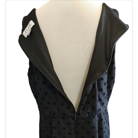 Elle Black Polka Dot Sleeveless Dress Size L - Picture 2 of 5
